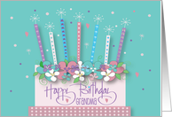 Hand Lettered Birthday for Grandma Floral Decorated Cake card
