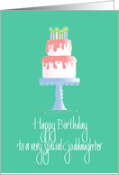Birthday for very special Goddaughter, Cake on Cake Platter card