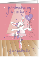 Birthday for Great Granddaughter Ballet Bunny with Custom Age Balloon card