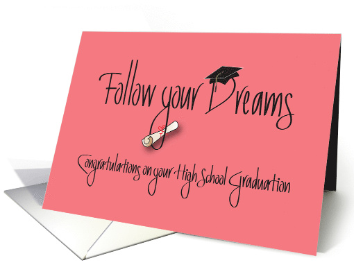 Graduation for High School Girl, Diploma and Mortar Board card