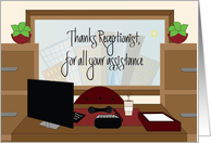 Receptionists Day, Desk with Phone, Computer and Coffee Cup card