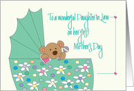 First Mother’s Day for Daughter-in-Law, Bear in Bassinette card