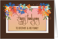 Hand Lettered Thanksgiving for Brother & Family, Fall Floral Leaves card