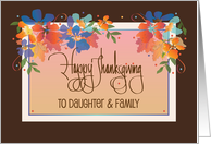 Hand Lettered Thanksgiving for Daughter & Family, Fall Floral Leaves card