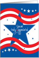 Thank You for Military Service, Blue Stars, Red & White Stripes card