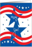 Missing You to Active U.S. Military, Blue Star & Red, White Stripes card
