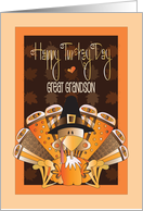 Hand Lettered Thanksgiving Great Grandson Happy Turkey Day card