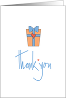 Hand Lettered Thank you for the gift, Small Wrapped Gift with Heart card