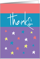 Thanks in Stylish Hand Lettering, with Multi-color Stars card