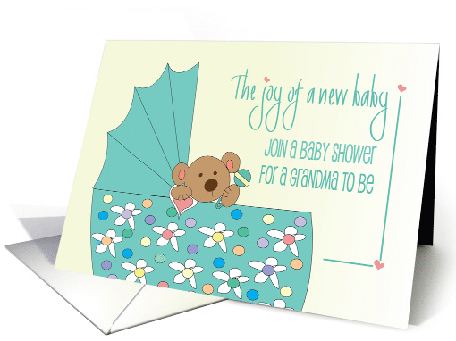 Invitation for Grandma to Be Baby Shower Bear in Floral... (1286176)