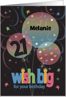 Birthday for 21 Year Old, Wish Big Balloon Trio with Custom Name card