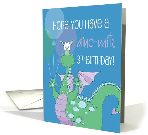 Dino-mite Birthday for 3 Year Old, Dinosaur Holding Three... (1286204)
