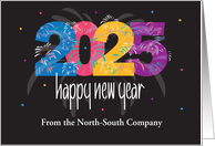 Business Happy New Year 2024 with Fireworks and Custom Name card