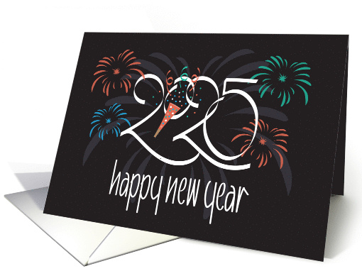 Hand Lettered Business New Year 2024 with Exploding Fireworks card