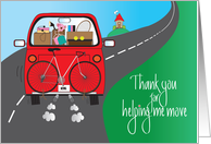 Thank you for Helping with Move, For Girl, Red Car with Boxes card