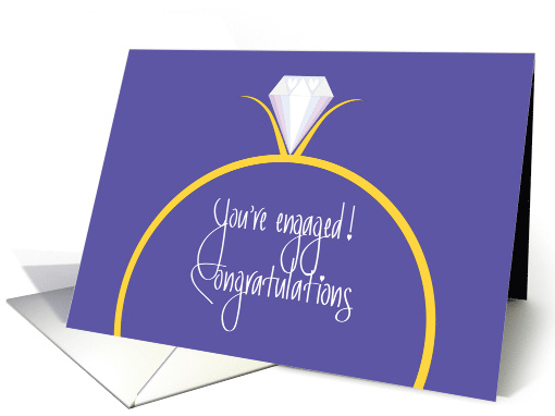 Engagement Congratulations, With Diamond Ring on Lavender card