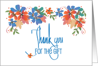 Hand Lettered Thank You for the Gift with Flower Bouquet Canopy card
