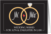 Wedding for Son and Daughter in Law, Wedding Rings & Heart card