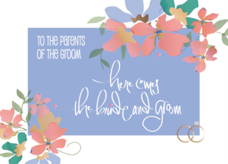 Hand Lettered Wedding For Parents of Groom with Floral Decorations