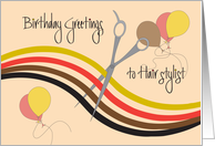 Birthday for Hair stylist, Colorful Hair Strands and Gray Scissors card