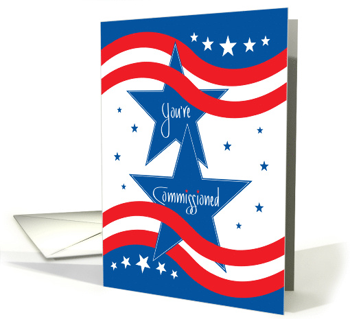 Military Commissioning Congratulations, Red, White and Blue card