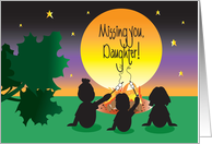 Missing You Daughter at Camp, Campers at Sunset Campfire card