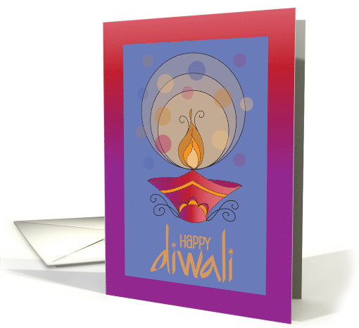 Business Diwali Greetings, Red Diya Clay Pot with Light Radiation card