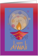 Business Diwali Greetings, Red Diya Clay Pot with Light Radiation card