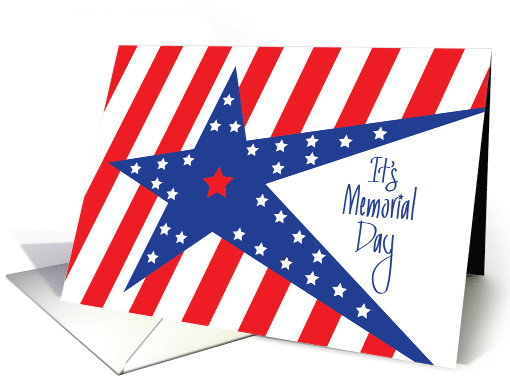 Business Memorial Day, Blue Star with Red and White Stripes card