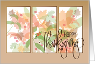 Hand Lettered Business Happy Thanksgiving Panels with Fall Leaves card