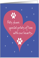 Business Pet Sympathy for Veterinarians, Heart and Paw prints card