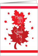 Business Canada Day with Stacked Red and Maroon Leaves card