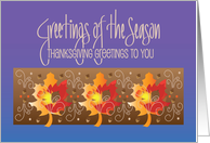 Hand Lettered Thanksgiving for Business Greetings of the Season Leaves card