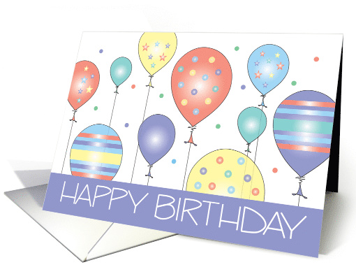 Happy Birthday with Colorful Patterned Balloon Cluster card (1293552)