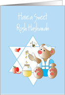 Sweet Rosh Hashanah for Boy, Star of David, Bear and Honey card