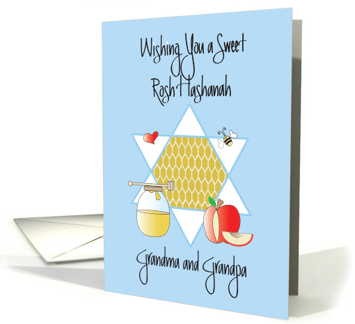 Rosh Hashanah for Grandparents, Star of David, Honey and Apples card