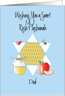 Rosh Hashanah for Dad, Honey, Apples and Star of David card