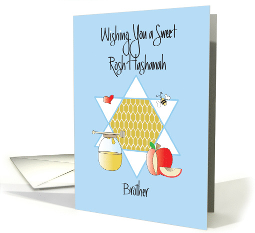 Rosh Hashanah for Brother, Honey, Apples and Star of David card