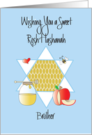 Rosh Hashanah for Brother, Honey, Apples and Star of David card