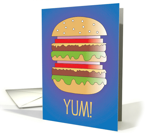 Yum Invitation to Barbecue with Stacked and Loaded Hamburger card