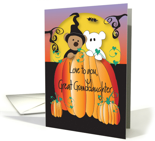 Halloween for Great Granddaughter, Pumpkin Peeker Bears card (1298996)