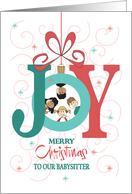 Hand Lettered Christmas for Babysitter, Joy Ornament with Kids card