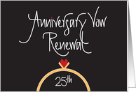 25th Anniversary Vow Renewal Congratulations, Ring and Heart card