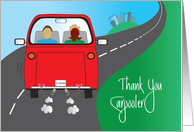 Thank you to Carpooler, with Red Car on Way to Work card