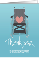 Hand Lettered Thank you for Caregiver with Gray Wheelchair with Heart card