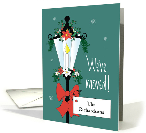 Christmas We've Moved with New Address Decorated Street Light card
