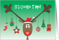 Invitation to Bake Sale, Reindeer with Cookies Dangling on Antlers card