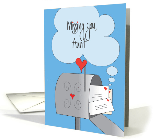 Missing You Aunt, Open Mailbox with Heart Stamped Letters card