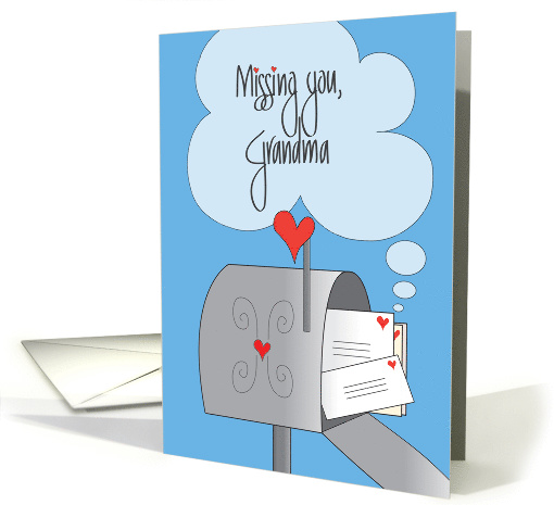 Missing You Grandma, Heart Decorated Mailbox with Mail card (1305794)