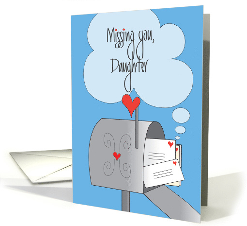 Missing You Daughter, Mailbox with Heart Stamped Letters of Love card